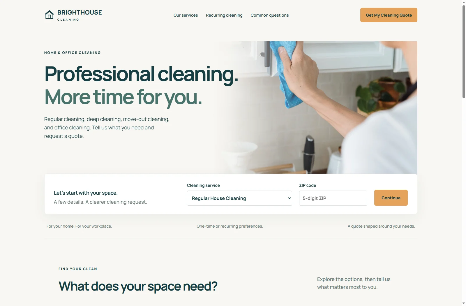 Brighthouse Cleaning website preview for cleaning businesses