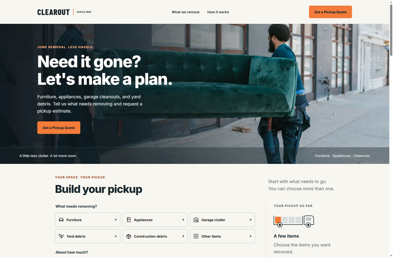 Clearout Hauling website preview for junk removal businesses